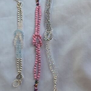 Resale Bundle!! 3 Love Knot Hand Beaded Bracelets And 3 Pairs Of Earrings.